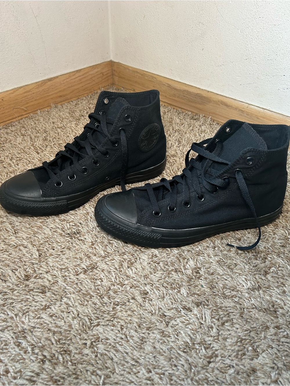 All-Black High Top Canvas Sneakers - Classic Men's Shoes